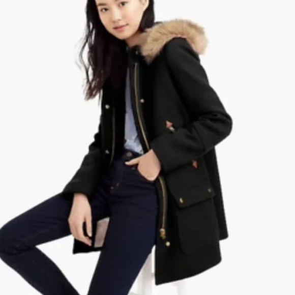 J. Crew Black Chateau Parka Italian Stadium Cloth Wool Jacket - Picture 3 of 16